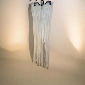 Cotton Candy LA Strapless High-Low Smocked Maxi Dress in White